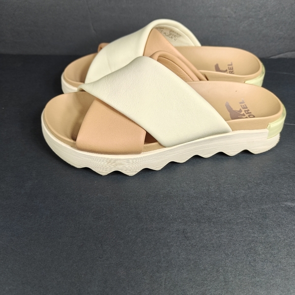 Sorel Women's Viibe Crisscross Crem Brown Slide Open Toe Comfy Casual Sandal 6.5 - Picture 1 of 10